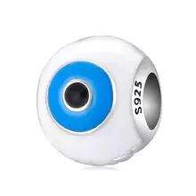 Fille 1 pièce À La Mode Mauvais Œil Bleu Zircone Cubique Pendentif Perle , S925 Argent DIY Breloque Pendentif Pour Femme Tous Les Jours Porter , Cadeau Pour Mère , , Petite Amie Anniversaire