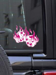 1入組粉色骰子圖案汽車貼紙貼花 - 彩色 - 查看 1