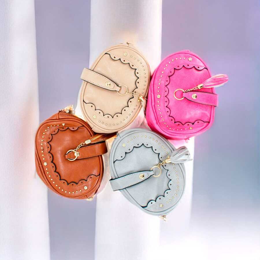 Women's Crossbody Bag With Crossed Studs - Multicolor - View 1