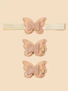3pcs/set Baby Butterfly Hair Accessories (headbands + Hair Clips) - Multicolor - View 2