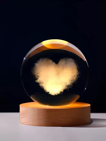 1 件心形云装饰水晶球，3d 人造水晶装饰球，适合家居装饰