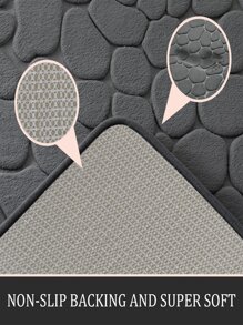 1pc/2pcs/3pcs/4pcs Pebble Shaped Memory Foam Anti-Slip Bathroom Mat Set, Suitable For Bathroom, Toilet, Entrance, Kitchen And Other Decorative Mats Home Bathroom Decor Bath Rug Floor Carpet Outdoor Rug Door Mat Summer Bathroom Accessories - Dark Grey - View 6