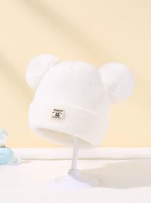 3pcs Children's Knitted Beanie Hat Set With Pom Pom - Multicolor - View 5