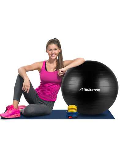 Redlemon Pelota para Pilates y Yoga de Resistencia Estática, Pelota para Ejercicio en Casa o Gimnasio, Textura Antiderrapante y Resistente para Fisioterapia, Incluye Bomba de Aire (65 cm de Diámetro)