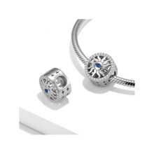 Fille 1 pièce À La Mode Mauvais Œil Bleu Zircone Cubique Pendentif Perle , S925 Argent DIY Breloque Pendentif Pour Femme Tous Les Jours Porter , Cadeau Pour Mère , , Petite Amie Anniversaire