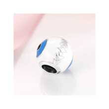 Fille 1 pièce À La Mode Mauvais Œil Bleu Zircone Cubique Pendentif Perle , S925 Argent DIY Breloque Pendentif Pour Femme Tous Les Jours Porter , Cadeau Pour Mère , , Petite Amie Anniversaire