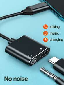 USB c to 3.5mm audio Headphone adapter type c to 3.5mm adapter and Charger Adapter,2-in-1 USB C Charging Port to Aux Audio Jack and Fast Charging Dongle Cable Cord  allows you to connect Type-C enabled phone,  to your 3.5mm audio headphone, speakers or microphones. compatible  with Sam sung Galaxy S23 S22 Ultra/S22+/S21 Ultra/S21+/S20 FE/S20 Plus/S20 Ultra/Note20 Ultra/20+/10/10+/Z Flip /Z Fold/A60/80/8S/Tab S8/S7/S6/S5, Xperia 1/5/XZ3, PIXEL 2/3/4/5/6/6pro/2XL/3XL/4XL, Google PiXEL2/3/4/5/6/6pro PiXEL 2XL/3XL/4XL, One Plus 7/7t/7 PRO/8/8 Pro/8T/9/9 Pro, ipad pro, MacBook Pro/air and switch, Xiaomi Redmi Huawei oppo vivo Smart Phone etc - Black - View 1