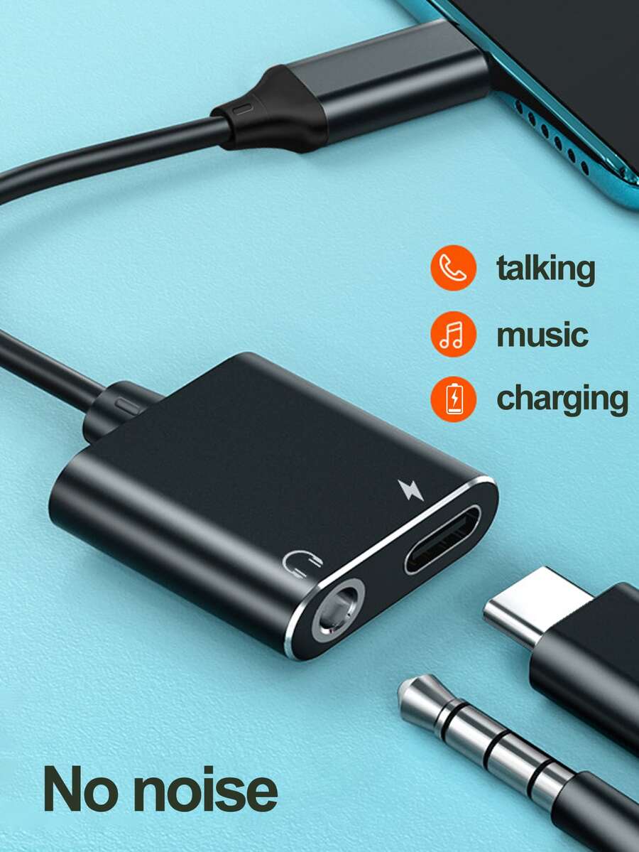 USB c to 3.5mm audio Headphone adapter type c to 3.5mm adapter and Charger Adapter,2-in-1 USB C Charging Port to Aux Audio Jack and Fast Charging Dongle Cable Cord  allows you to connect Type-C enabled phone,  to your 3.5mm audio headphone, speakers or microphones. compatible  with Sam sung Galaxy S23 S22 Ultra/S22+/S21 Ultra/S21+/S20 FE/S20 Plus/S20 Ultra/Note20 Ultra/20+/10/10+/Z Flip /Z Fold/A60/80/8S/Tab S8/S7/S6/S5, Xperia 1/5/XZ3, PIXEL 2/3/4/5/6/6pro/2XL/3XL/4XL, Google PiXEL2/3/4/5/6/6pro PiXEL 2XL/3XL/4XL, One Plus 7/7t/7 PRO/8/8 Pro/8T/9/9 Pro, ipad pro, MacBook Pro/air and switch, Xiaomi Redmi Huawei oppo vivo Smart Phone etc - Black - View 1