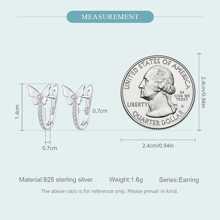 1 pereche de cercei cu clips din argint 925 cu model fluture minimalist, mini cercei drăguți și la modă pentru femei, bijuterii delicate, cadou de petrecere - Argint - Vizualizare 9