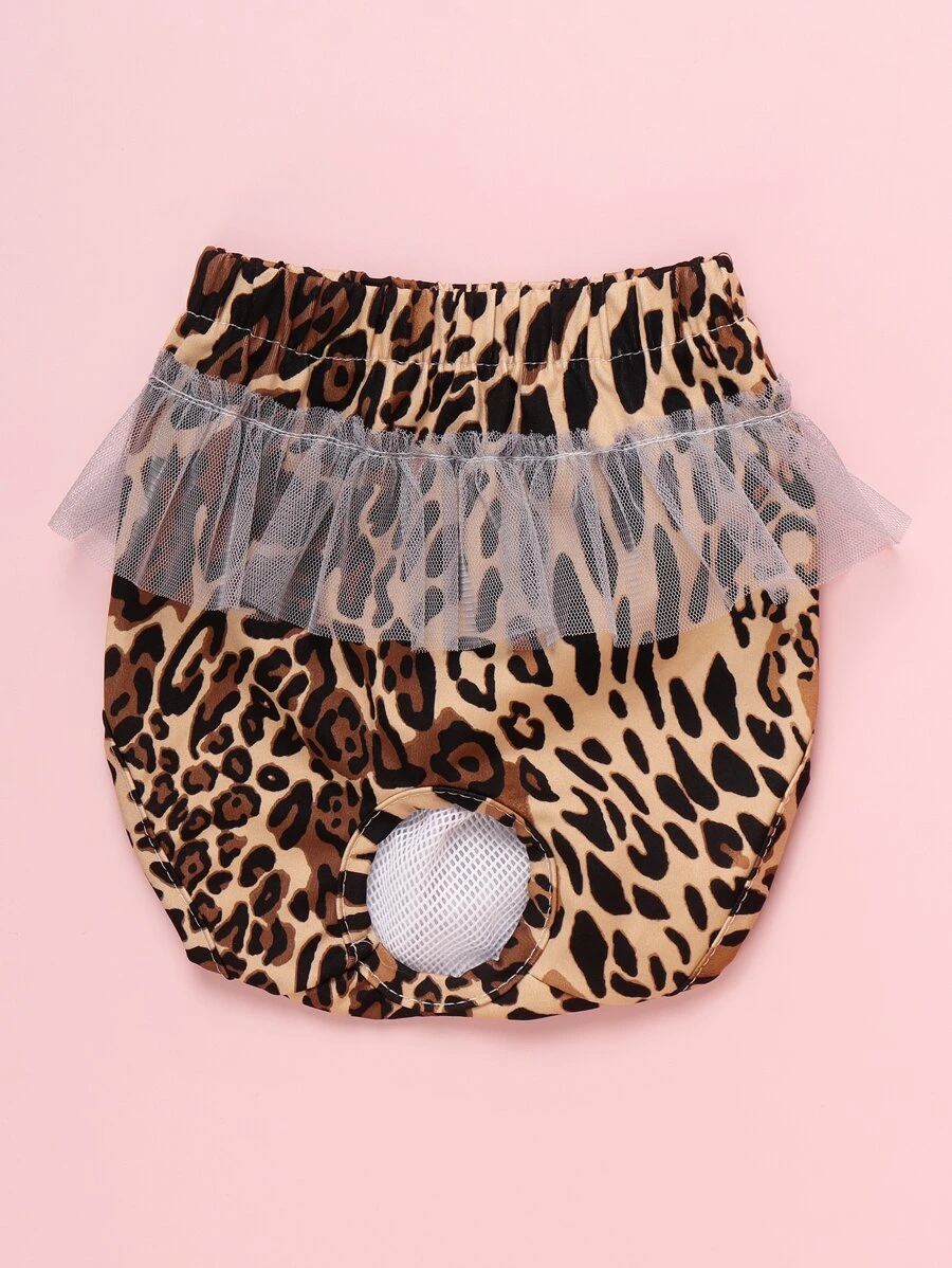 1 chiếc quần lót sinh lý viền ren họa tiết da báo bằng polyester cho chó theo mùa - Nhiều màu - Xem 1