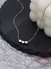 女式心形吊墜項鍊,s925 銀,獨特設計,輕奢鎖骨鏈