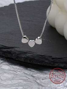 女式心形吊墜項鍊,s925 銀,獨特設計,輕奢鎖骨鏈