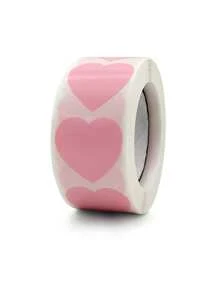 500入组/卷粉色的心形標籤貼紙 - 粉色 - 查看 3