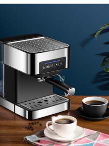 1pc 1.5l Plug-in Espresso Coffee Machine For Home, Small Size, Automatic, Built-in Milk Frother, For Family, Dormitory, Office - Silver - View 3