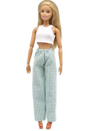 1件娃娃衣服,格紋褲子,6英寸娃娃,適合30cm大小的娃娃