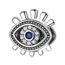Fille 1 pièce À La Mode Mauvais Œil Bleu Zircone Cubique Pendentif Perle , S925 Argent DIY Breloque Pendentif Pour Femme Tous Les Jours Porter , Cadeau Pour Mère , , Petite Amie Anniversaire