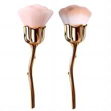 1pc Flower Nail Brush For Manicure Rose Nail Art Brush Nail Accessories Tools Popular Round Small Gel polish Dust Cleaning Brushes - Brown - View 2