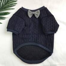 1 件新款秋冬寵物運動衫,時尚領結比格犬和哈巴狗衣服,狗婚禮服裝,領結針織毛衣,貓和狗襯衫 - 藍色 - 查看 5