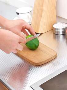 1卷廚房後檔牆壁紙鋁箔接觸紙方格自粘銀色防水耐油防燃剝離式壁貼 - 銀色 - 查看 3