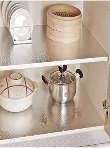 1卷廚房後檔牆壁紙鋁箔接觸紙方格自粘銀色防水耐油防燃剝離式壁貼 - 銀色 - 查看 6