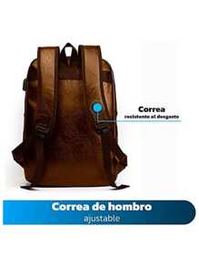 Mochila Antirrobo Bluelander Impermeable, Carga USB, Bolsillos Inteligentes. - Marrón - Ver 4