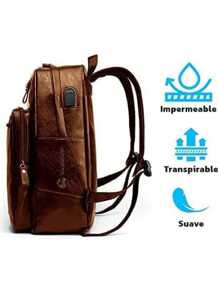 Mochila Antirrobo Bluelander Impermeable, Carga USB, Bolsillos Inteligentes. - Marrón - Ver 2