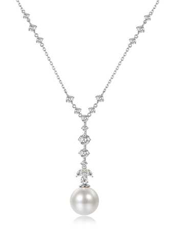 1pc Elegant 925 Sterling Silver 16 MM Created Pearl  Gemstone Fine Pendant Necklace for Women Wedding Party Jewelry Gifts