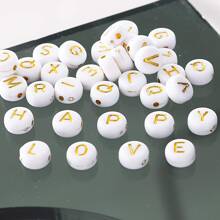 500 cái Vàng hồng & Trắng Acrylic Lá thư Hạt - Hoàn hảo Đối với Đồ trang sức & 4X7mm - Vàng - Xem 2