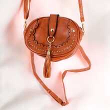 Women's Crossbody Bag With Crossed Studs - Multicolor - View 2