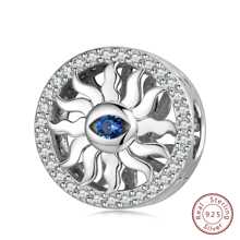 Fille 1 pièce À La Mode Mauvais Œil Bleu Zircone Cubique Pendentif Perle , S925 Argent DIY Breloque Pendentif Pour Femme Tous Les Jours Porter , Cadeau Pour Mère , , Petite Amie Anniversaire