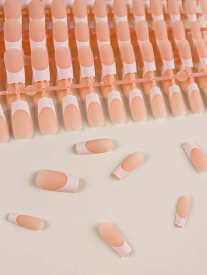 120pcs/5sets French Fake Nails Manicure Set, Adhesive Nail Stickers With Glossy & Matte Finish, Natural Artificial Nail Tips, DIY Nail Art Supplies