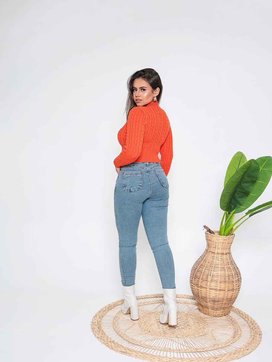 Women Knit Tops - trái cam - Xem 1