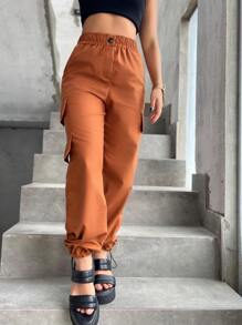 Women Pants - 棕色 - 查看 3