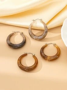 4pcs/set European And American Style Color Block Earrings - Multicolor - View 5