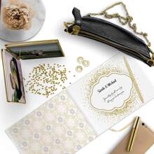1 pezzo di Libro degli ospiti per matrimoni/feste, libro per registrare gli invitati per occasioni speciali, con bordi dorati placcati, elegante e di lusso, ideale per matrimonio, anniversario, festa o come regalo da sposa, Natale