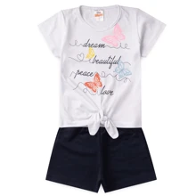 Conjunto Feminino Infantil Verão, com estampa Borboleta Tam 1 ao 14 anos