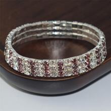 1pc Fashionable Bridal Bracelet With Rhinestone Decoration, Elastic Design - Multicolor - View 10