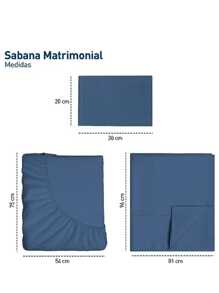Juego de Sábanas Matrimonial Bluelander, 4 piezas. - Azul - Ver 6