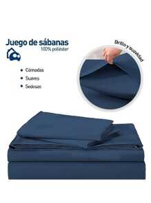 Juego de Sábanas Matrimonial Bluelander, 4 piezas. - Azul - Ver 2