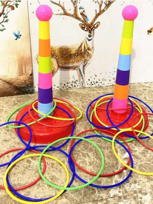 1 Tower, 2 Throwing Balls, 30 Rings Toss Game Set
