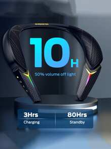 Monster Stinger Neck Speaker, Neckband Bluetooth Speaker with 10H Playtime, True 3D Stereo Sound, Low Latency, RGB Lights, Built-in Mic, Wireless Wearable Speaker for Gaming Movies Music, Lightweight - 黑色 - 查看 6