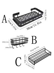1个淋浴置物架，浴室淋浴架，不锈钢吸盘式马桶架，马桶收纳架，浴室配件 - 黑色 - 查看 2