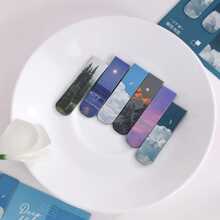 1 Juego De 2 Marcadores De Libros Magnéticos Con Paisajes, Etiqueta Para Tomar Notas De Lectura Para Estudiantes - Celeste - Ver 3