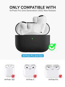 1 个纯色硅胶保护壳适用于 Apple Pro（第二代）耳机（不含耳机） - 黑色 - 查看 5