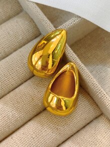 European And American Style Metal Water Drop Shape Earrings For Women, Unique Luxury Design, Chic Texture - Yellow Gold - View 4