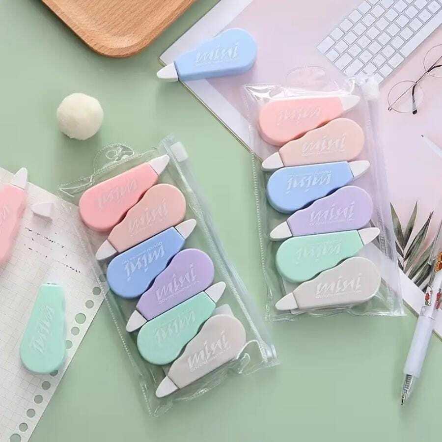 6pcs Correction Tapes, Mini Candy Colorful Correction Tapes For Students, Cute Correction Tape Set Back To School - Multicolor - View 1
