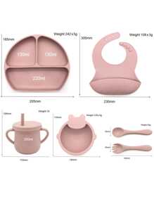1套/6入組矽膠嬰兒餐具套裝
