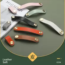 1pc Leather & Copper Drawer Handle With Screws, Easy To Install, Suitable For Drawers, Cabinets & Wardrobes, Various Colors And Sizes
