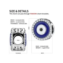 Fille 1 pièce À La Mode Mauvais Œil Bleu Zircone Cubique Pendentif Perle , S925 Argent DIY Breloque Pendentif Pour Femme Tous Les Jours Porter , Cadeau Pour Mère , , Petite Amie Anniversaire