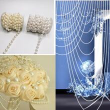 6-8mm Wedding Faux Pearl Garland, Bridal Home Decor, Faux Pearl Beaded String, Hanging Curtain Beads - 8cm white connecting pearl 10m[1pcs] - View 2